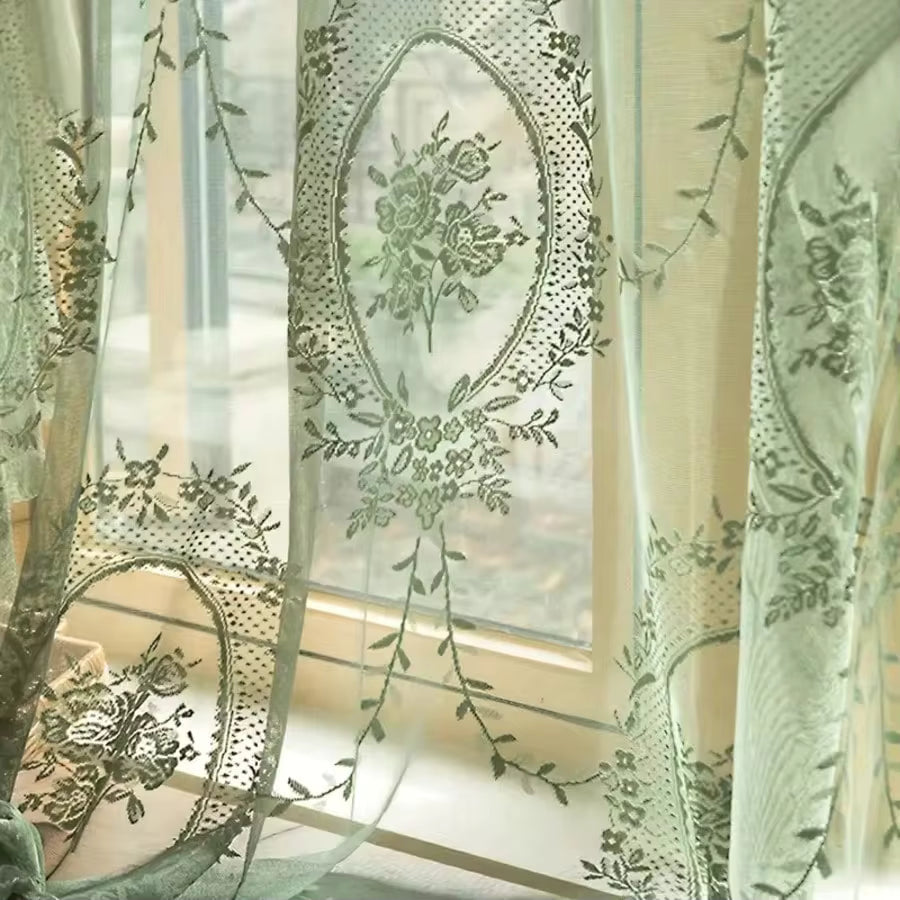 2pcs Set Of Floral Embroidered Sheer Curtains - Rod Pocket Design, Perfect For Living Room, Bedroom, Dining & Balcony Decor, Machine Washable Polyester