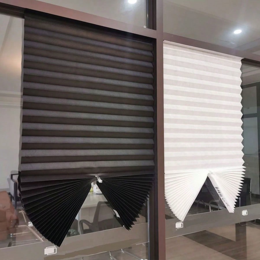 1pc Pleated Zebra Blinds Roller Adhesive Window Shades Foldable Blackout Curtain Non-Woven Blackout Curtain For Bedroom Bathroom Living Room Balcony